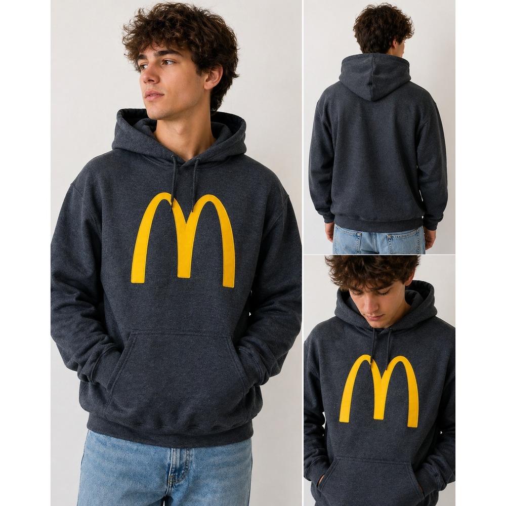 McDonalds‎ Hoodie Charcoal Gray Golden Arches Logo Graphic Sweatshirt Medium - Picture 1 of 6